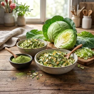 Solar dehydrated cabbage flakes and pieces for wholesale