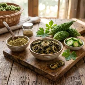 Solar dehydrated green bitter gourd karela slices for wholesale