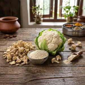 Solar dehydrated cream-white dried cauliflower pieces for wholesale